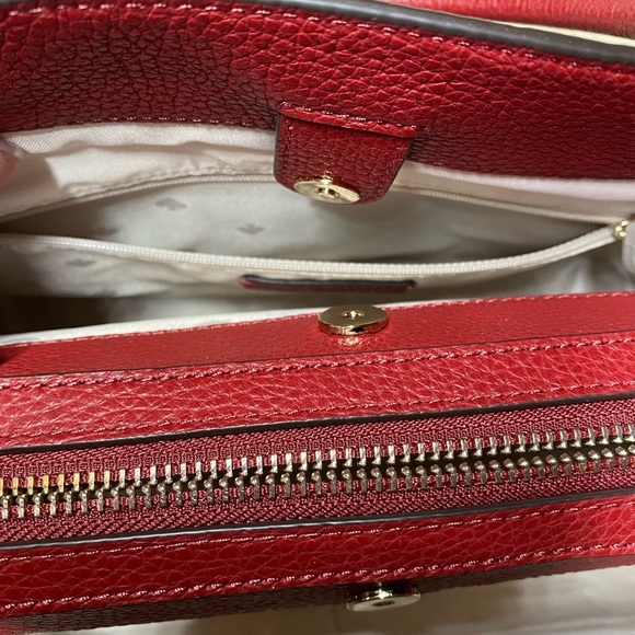 NWT! Kate Spade Leila Medium Triple Compartment Satchel Red Currant - Picture 6 of 8